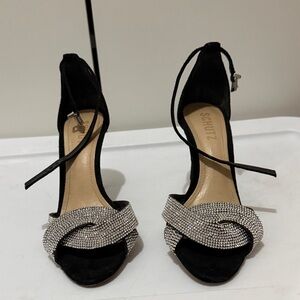 SCHUTZ Black Heels with Silver Embellishments